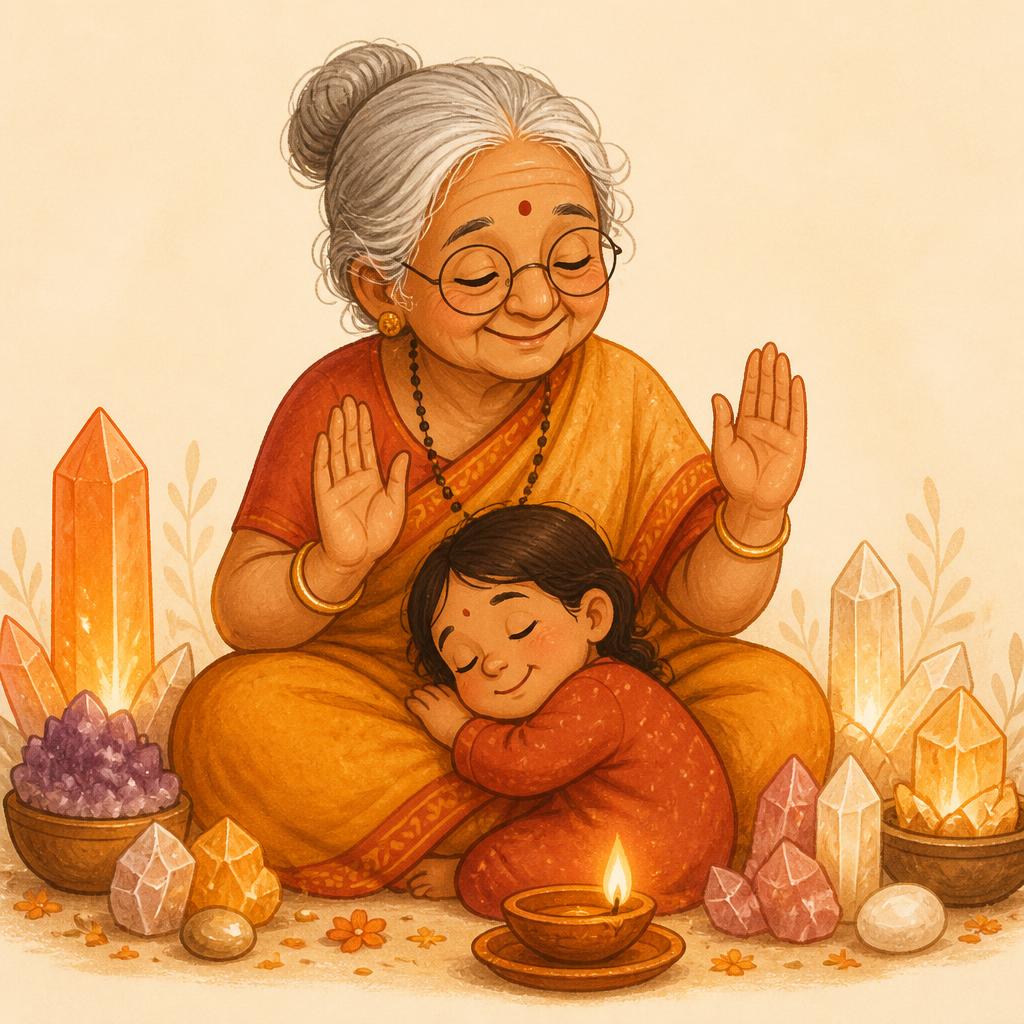 Dadi offering blessings with folded hands